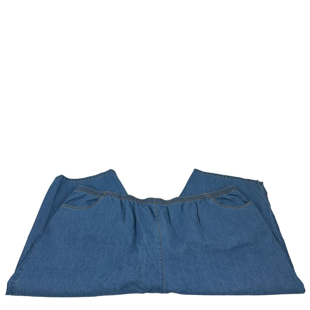 Blair Womens Elastic Waist Denim Pull On Pants Size 4XL 100% Cotton Blue